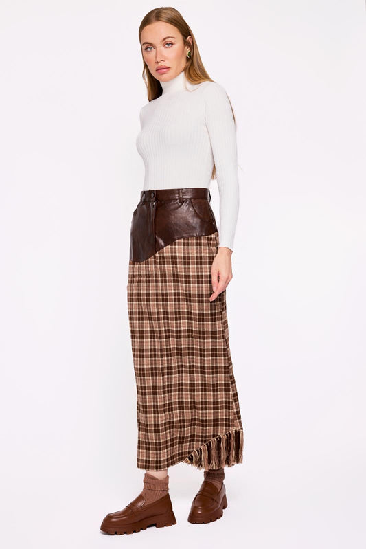PLAID BROWN SKIRT