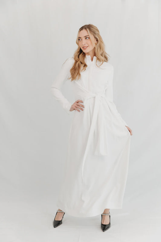 FRONT TIE WHITE MAXI DRESS