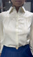 WHITE BUTTON DOWN TOP WITH BLACK SEAM