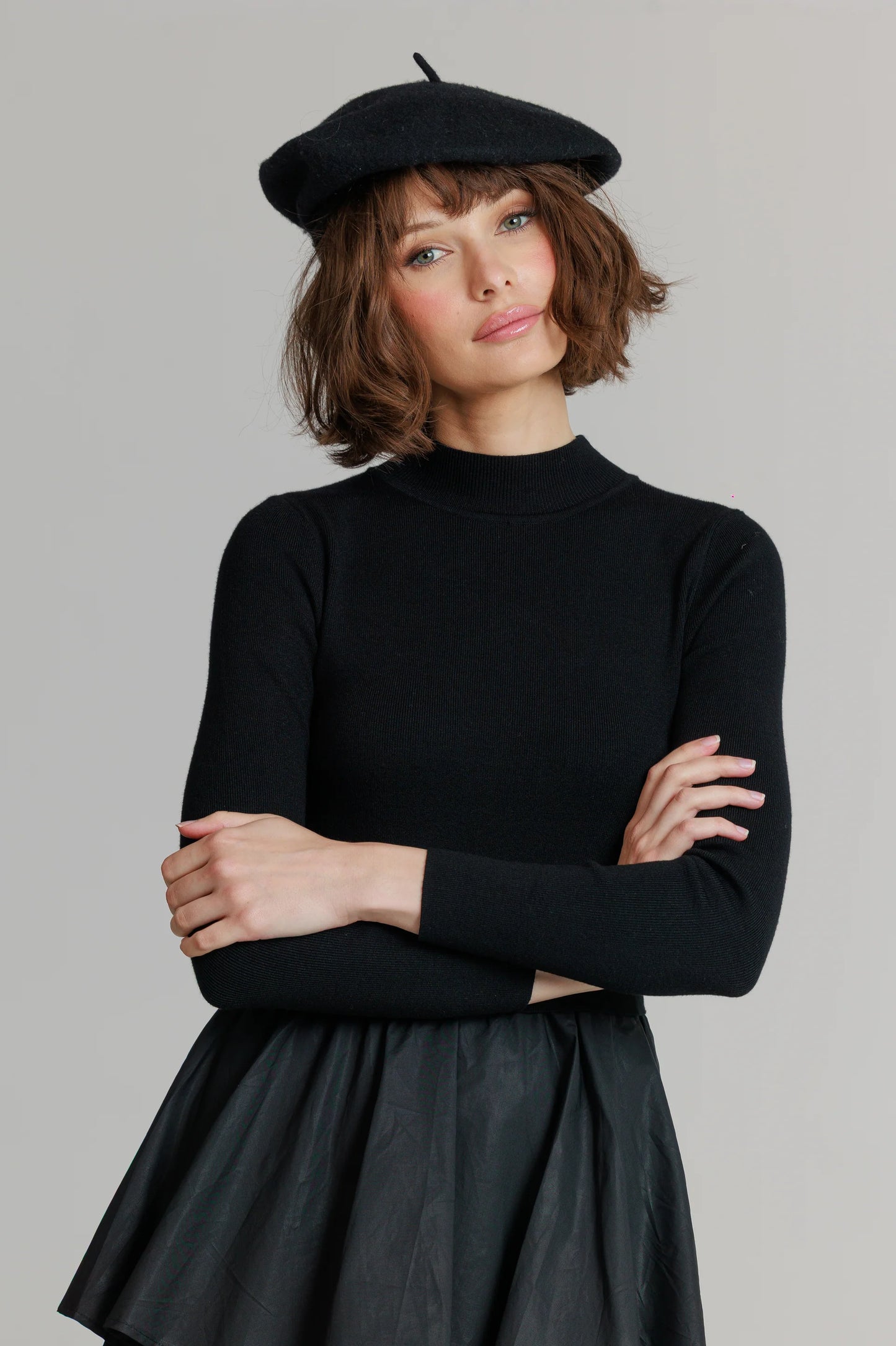 BLACK KNIT LAYERED MAXI