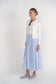 BLUE PINSTRIPE DOUBLE DRAWSTRING MAXI SKIRT