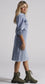 DENIM DRESS WITH PUFF SLEEVES AVAILABLE IN BLACK OR BLUE
