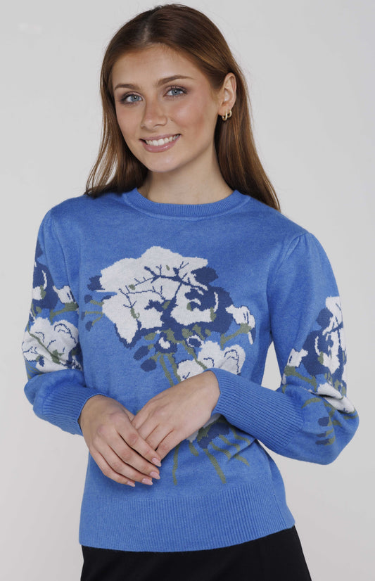 BLUE FLORAL SWEATER