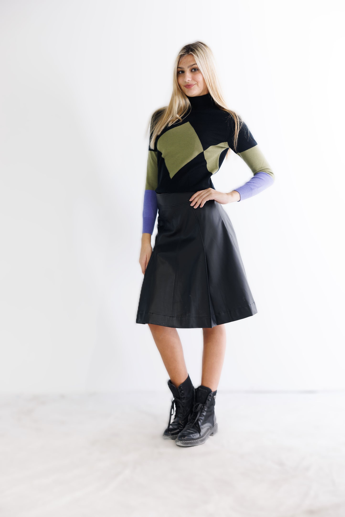 OVERSIZE ARGYLE TURTLENECK SWEATER