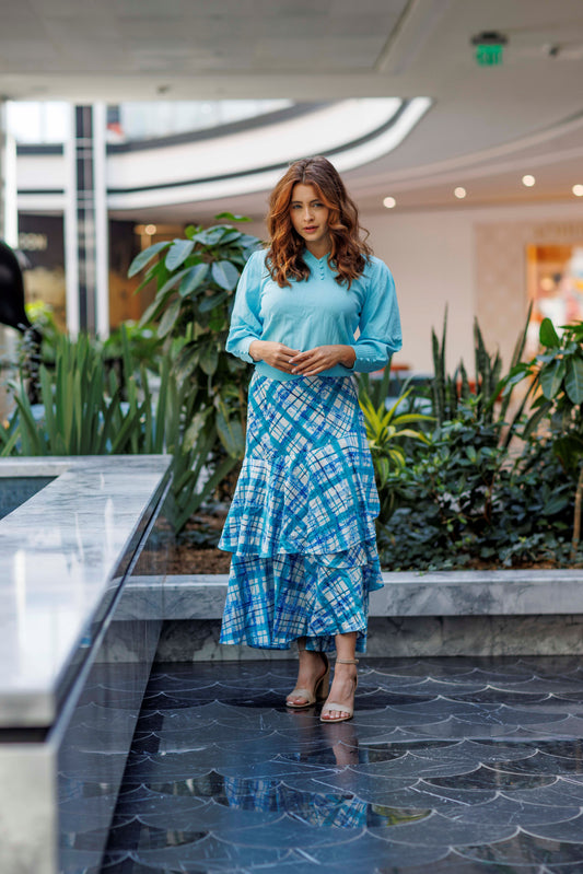 PLAID RUFFLE SKIRT