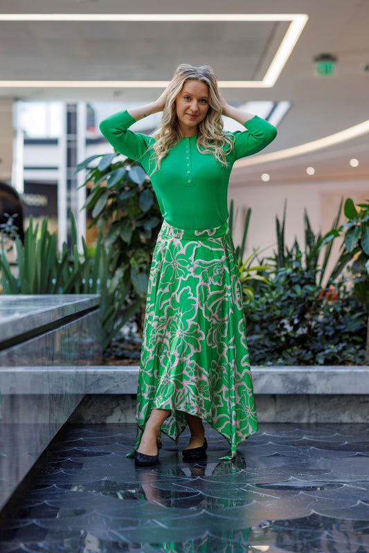 FLORAL ASYMMETRICAL SKIRT