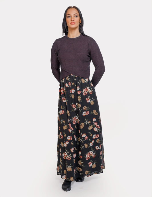 CREWNECK FLORAL SLEEVELESS DRESS