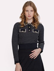 PLAID KNIT TOP