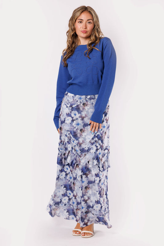 FLORAL PRINT MESH SKIRT