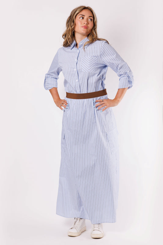 PINSTRIPE CARGO SKIRT AVAILABLE IN 2 COLORS