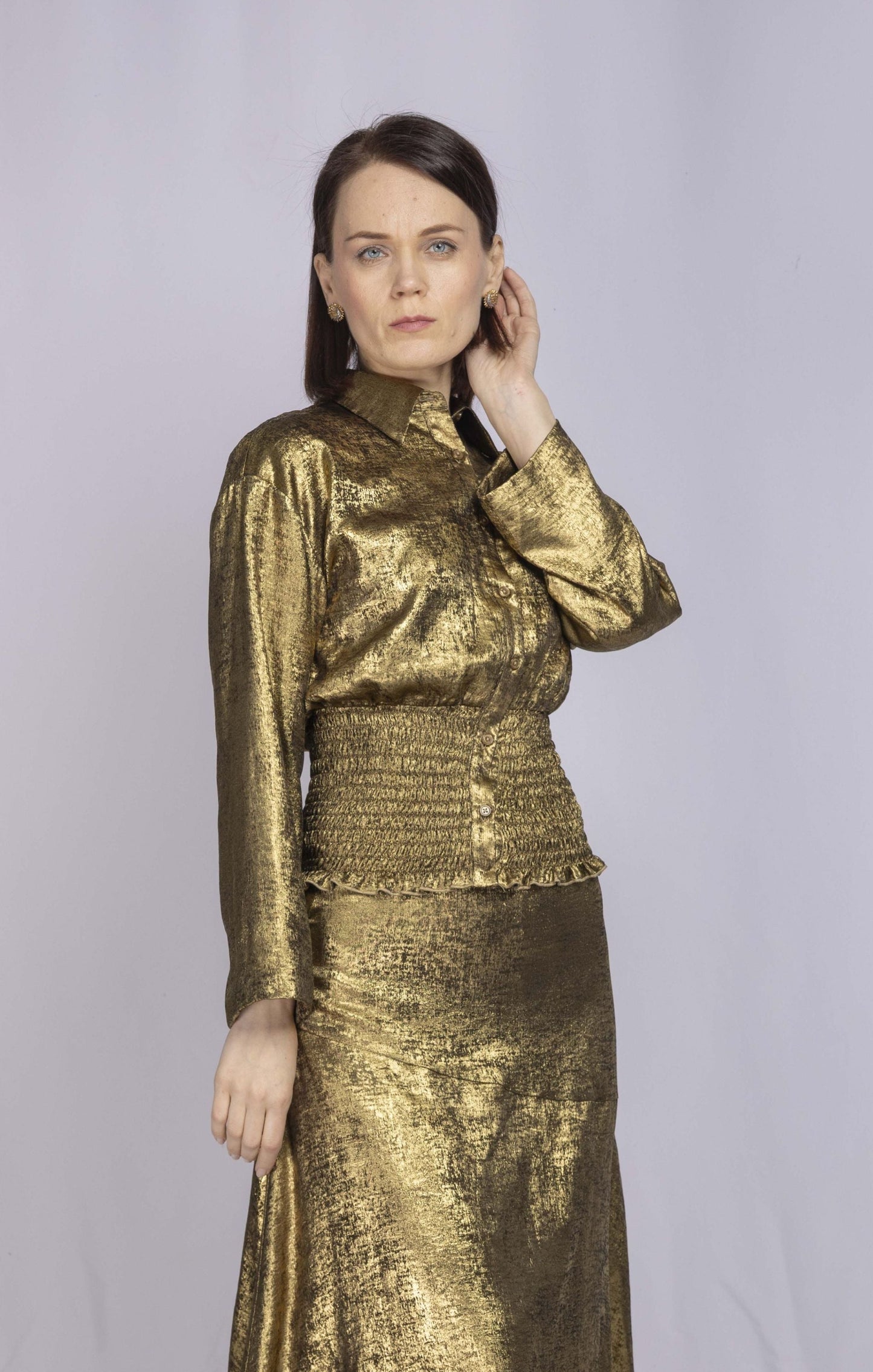 BLOUSE WITH WIDE RUCHED WAIST