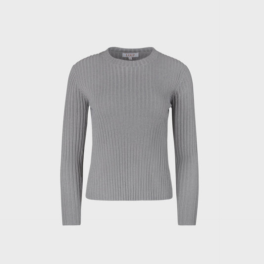 GREY WIDE RIBBED KNIT TOP