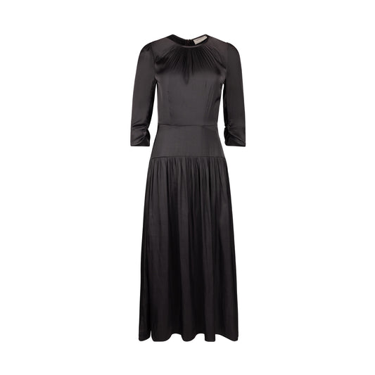 GRAPHITE SILKY DROPWAIST DRESS