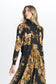 BLACK KNIT WITH GOLD FLORAL PRINT CARDIGAN