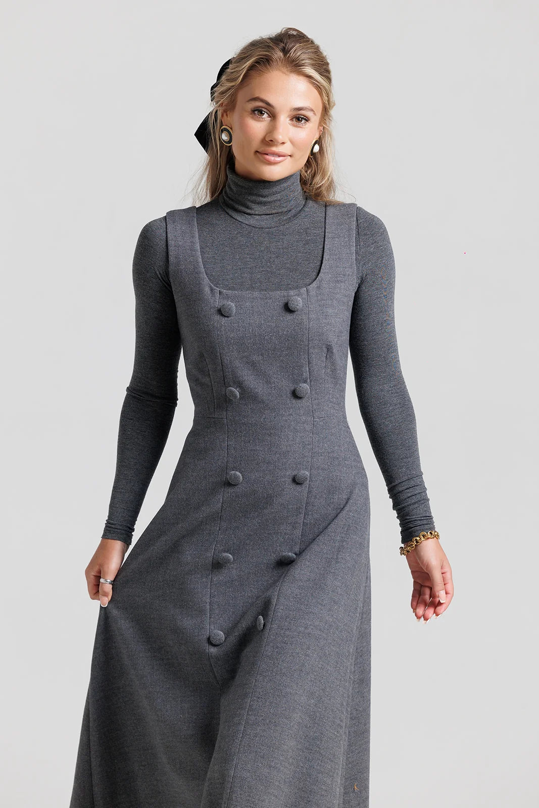 GREY DOUBLE BREASTED JUMPER