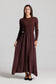 MAROON CABLE KNIT POINTELLE DRESS