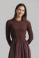 MAROON CABLE KNIT POINTELLE DRESS