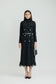 BLACK BELTED LACE BLAZER DRESS