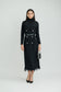 BLACK BELTED LACE BLAZER DRESS