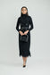 BLACK BELTED LACE BLAZER DRESS
