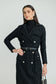 BLACK BELTED LACE BLAZER DRESS