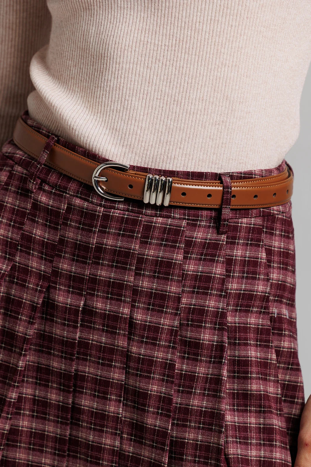 PINK PLAID SKIRT