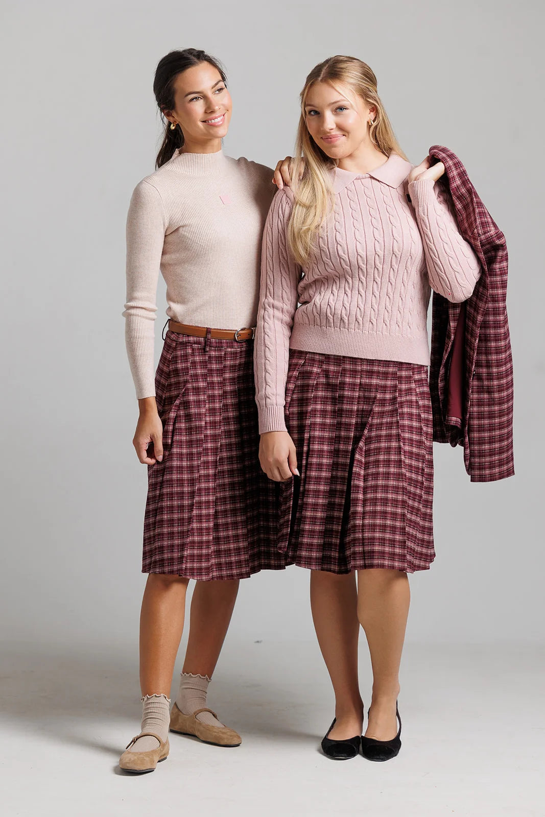 PINK PLAID SKIRT