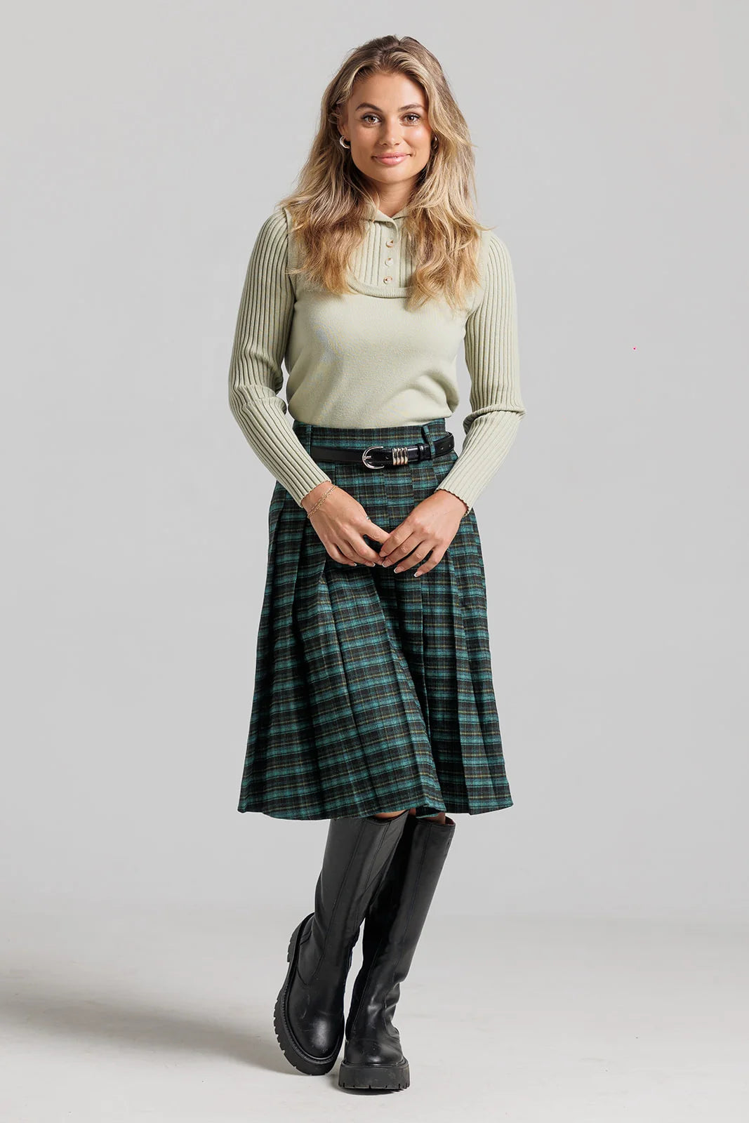 GREEN PLAID SKIRT