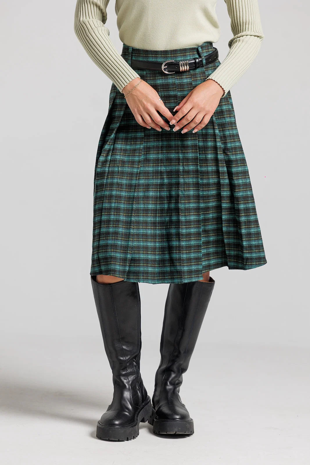 GREEN PLAID SKIRT