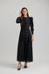 BLACK SILK A-LINE PLEATED DRESS