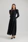 BLACK SILK A-LINE PLEATED DRESS