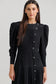 BLACK SILK A-LINE PLEATED DRESS