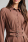 MAUVE DOUBLE BUCKLE WOOL DRESS