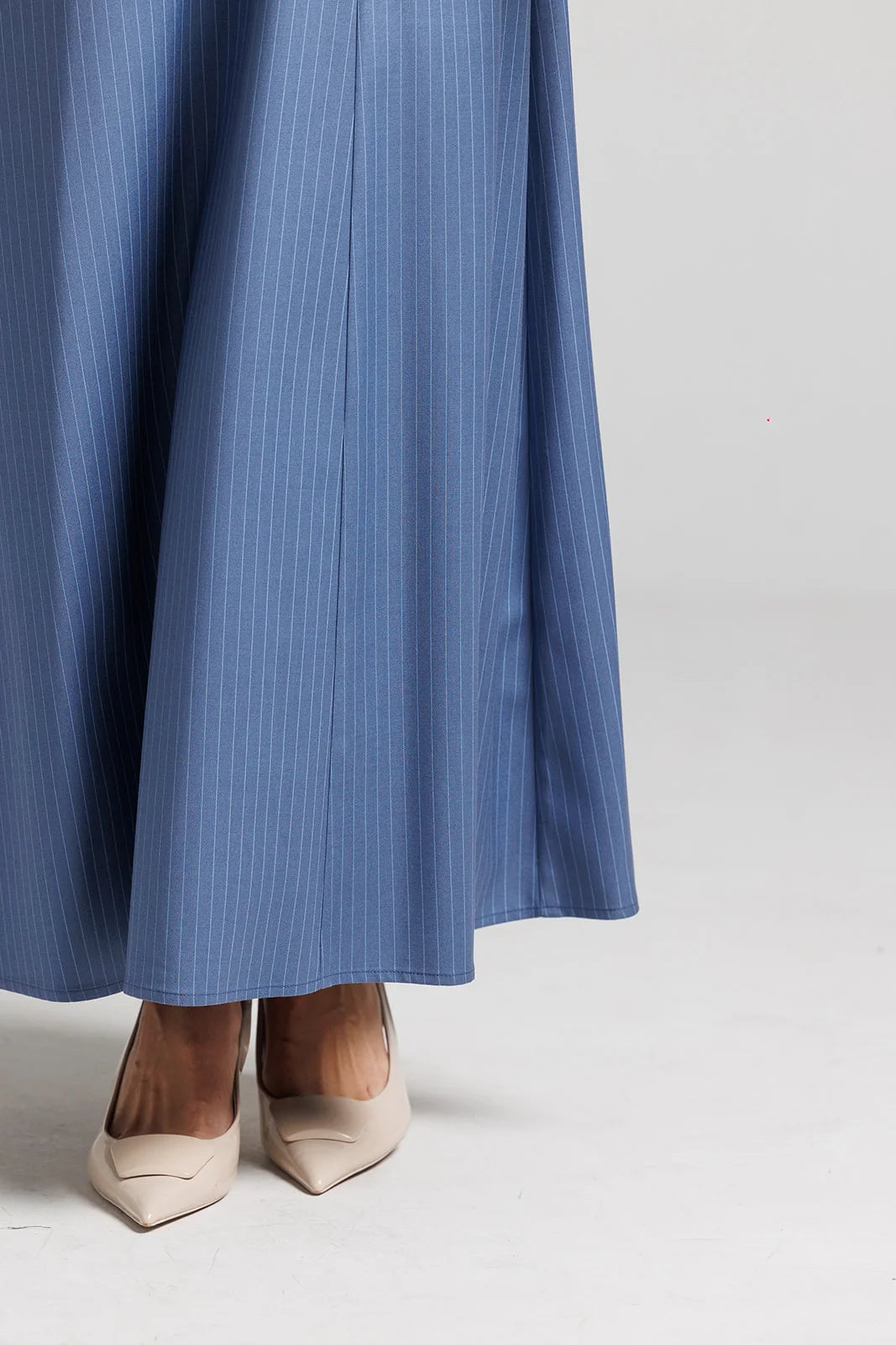 BLUE VELVET PINSTRIPE DRESS