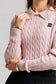 PINK LEATHER LOGO SWEATER