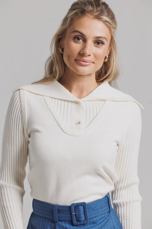 CREAM LAYERED VEST SWEATER