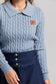 BLUE LEATHER LOGO SWEATER