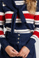 NAVY AND RED STRIPED SHRUG SWEATER