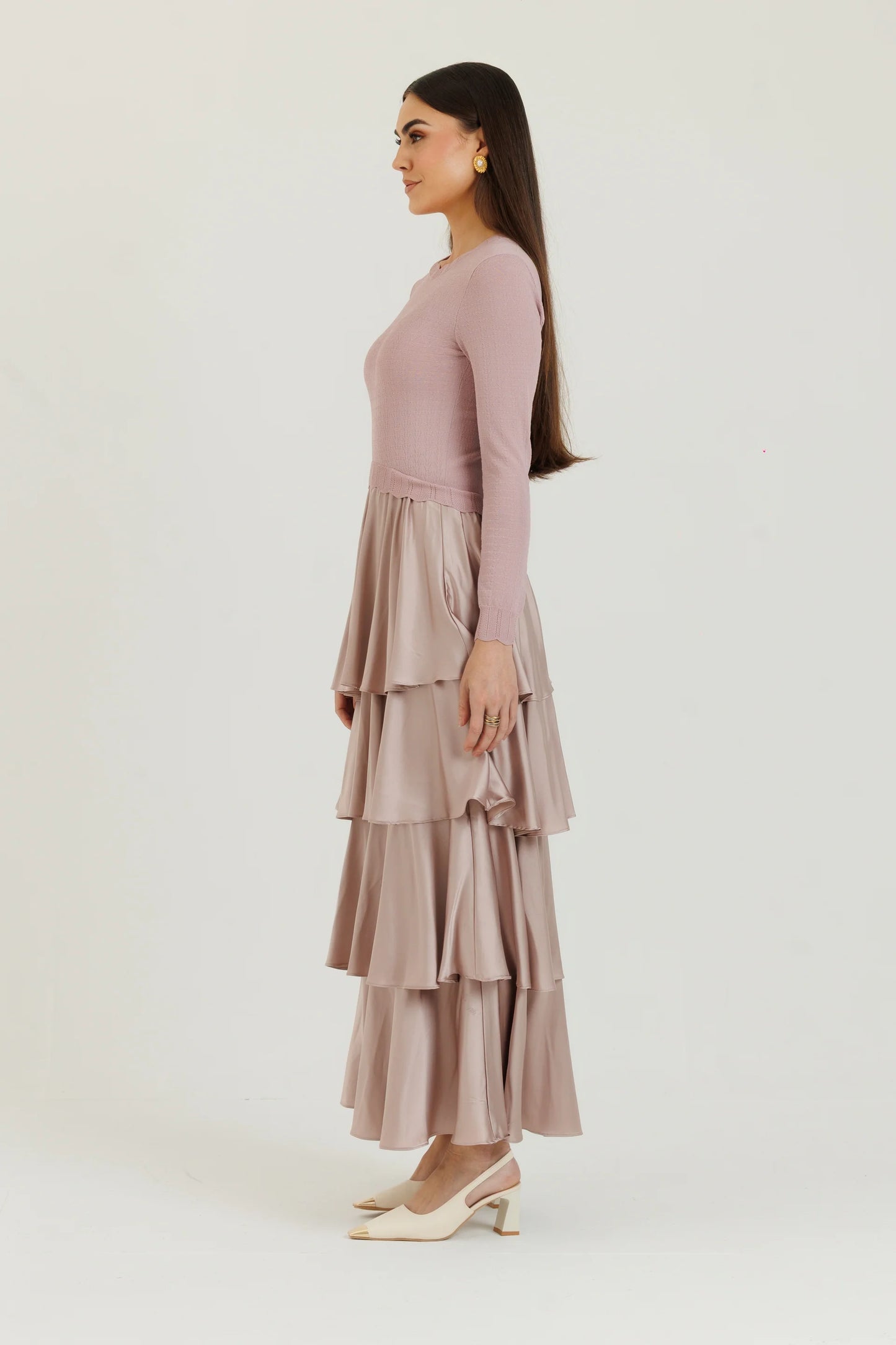 SCALLOPED RUFFLE MAXI MAUVE