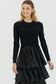 SCALLOPED RUFFLE MAXI BLACK