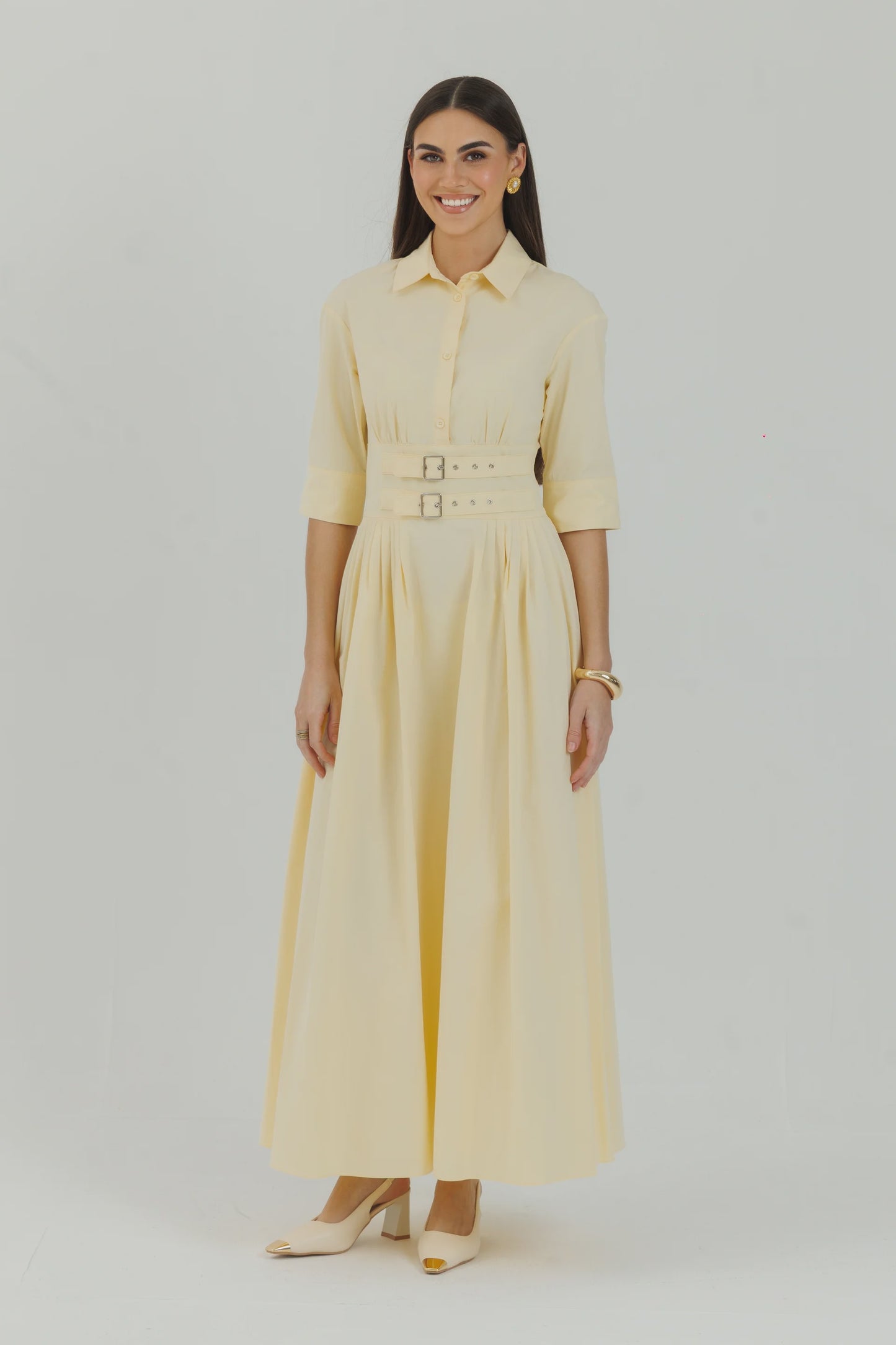 DOUBLE BUCKLE MAXI PALE YELLOW
