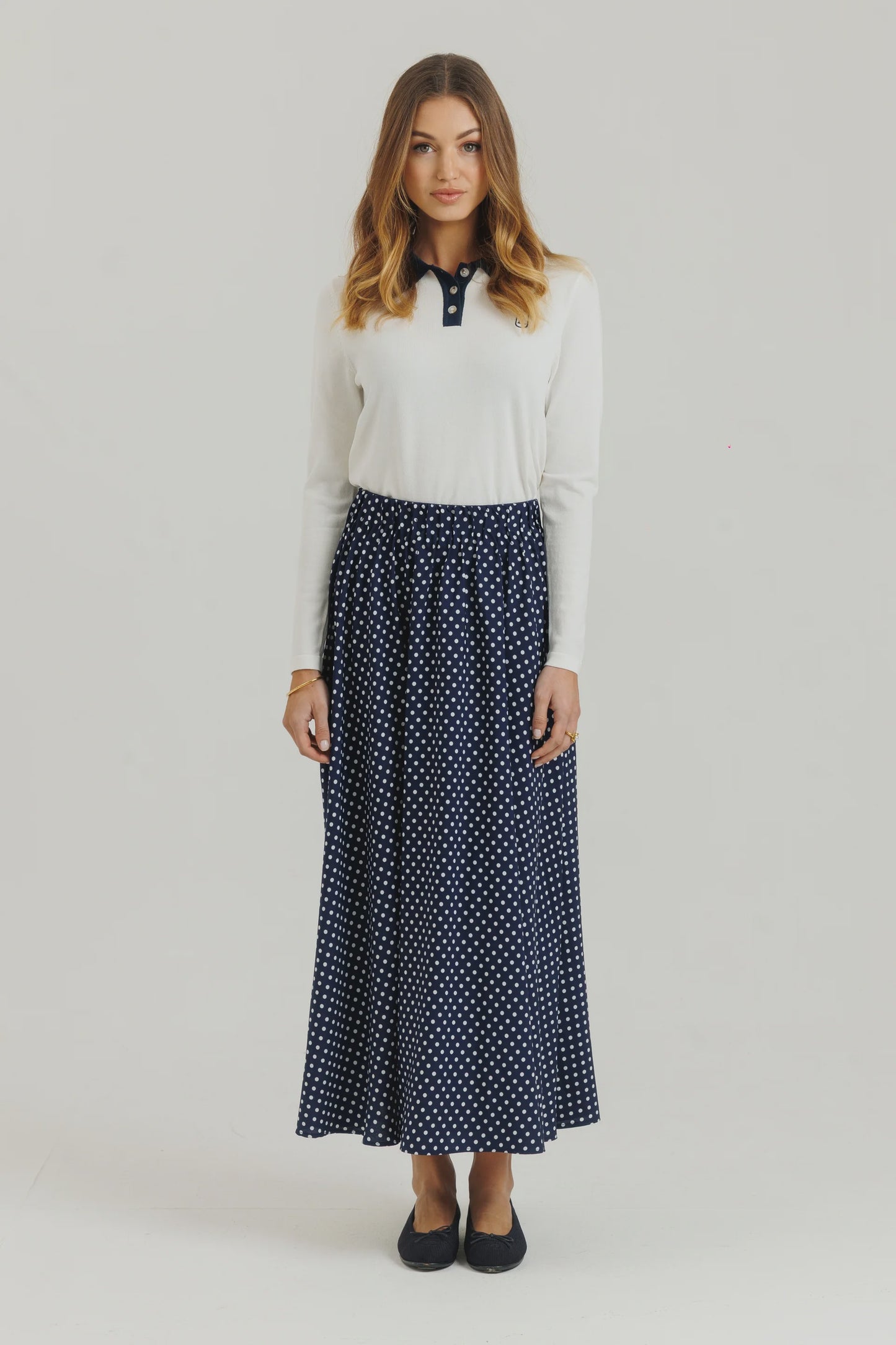 POLKA DOT SKIRT NAVY & WHITE