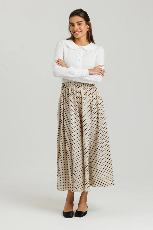 POLKA DOT SKIRT CREAM & BLACK