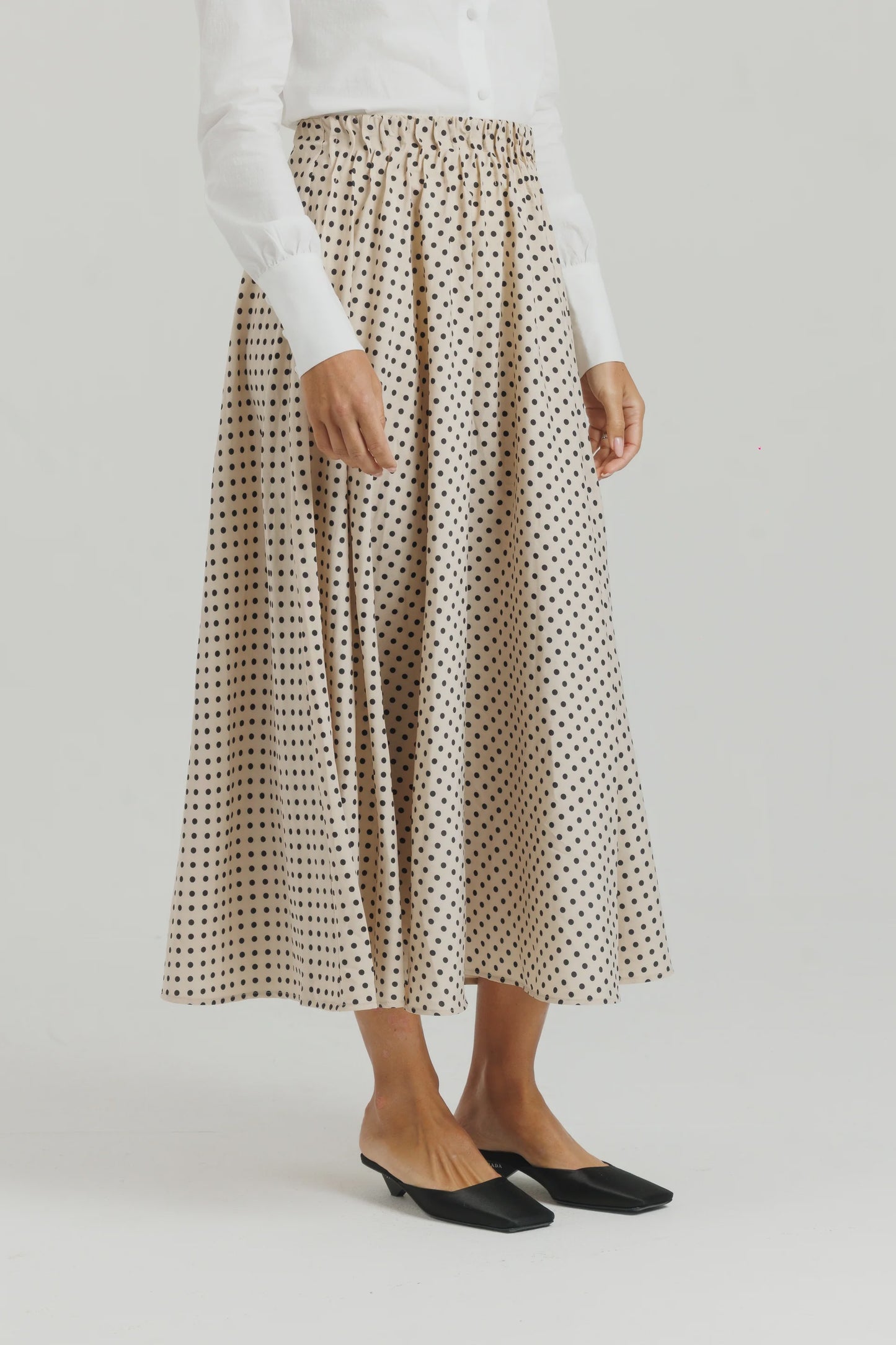 POLKA DOT SKIRT CREAM & BLACK