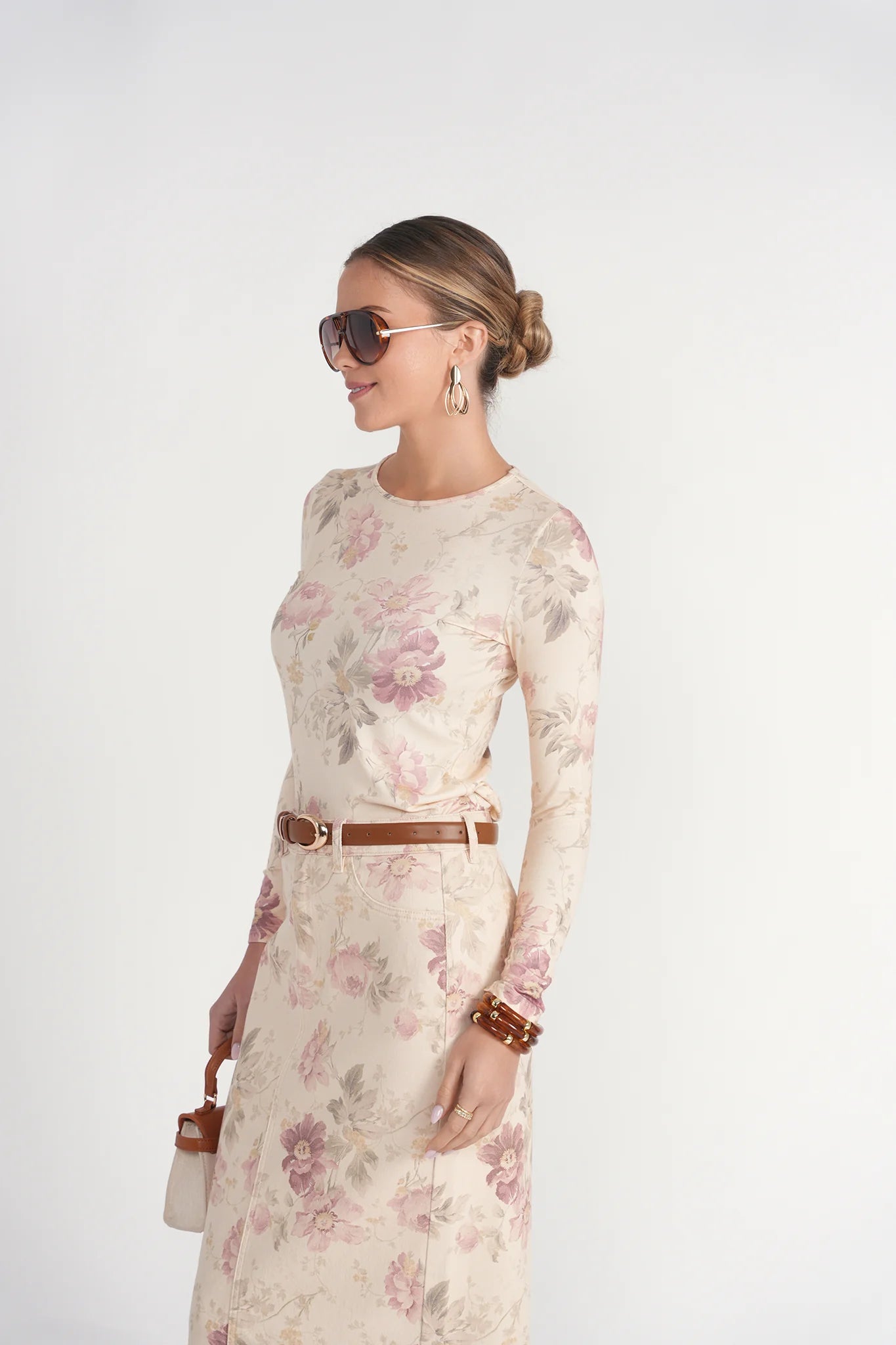 PRINTED LONG SLEEVE TEE ~ VINTAGE FLORAL