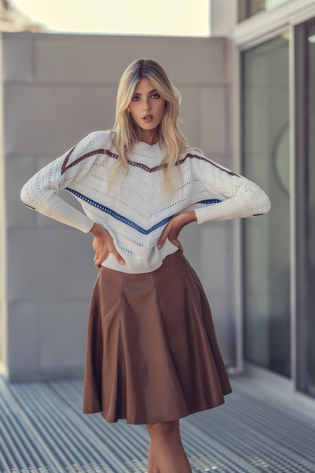 IVORY EYELET SWEATER