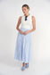 BLUE PINSTRIPE DOUBLE DRAWSTRING MAXI SKIRT