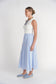 BLUE PINSTRIPE DOUBLE DRAWSTRING MAXI SKIRT