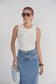 JERSEY SLEEVELESS TEE - WHITE