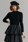 BLACK KNIT LAYERED MAXI